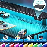MOTPK 32 Inch Small Gaming Desk with LED Lights & Power Outlets, Computer Desk Gaming Table with Monitor Shelf, Gamer Desk with Carbon Fiber Texture, Kids Boys Desk Gift for Men - Image 5