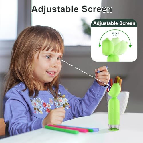 Image of 1000X Pocket Microscope for Kids - Railhorn Mini Microscope with 2 inch LCD Screen, 16MP Camera & 1080P Video, Handheld Magnifier with Light for Coins, Slides & Nature Exploration, STEM Toy for Ages 3-12