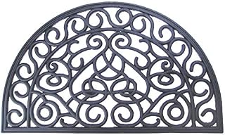 EHC Heavy Duty Wrought Effect Anti Slip Large Half Moon Rubber Doormat Dirt Trapper for Entrance, Indoor, Outdoor & Hallway 45 X 75 cm