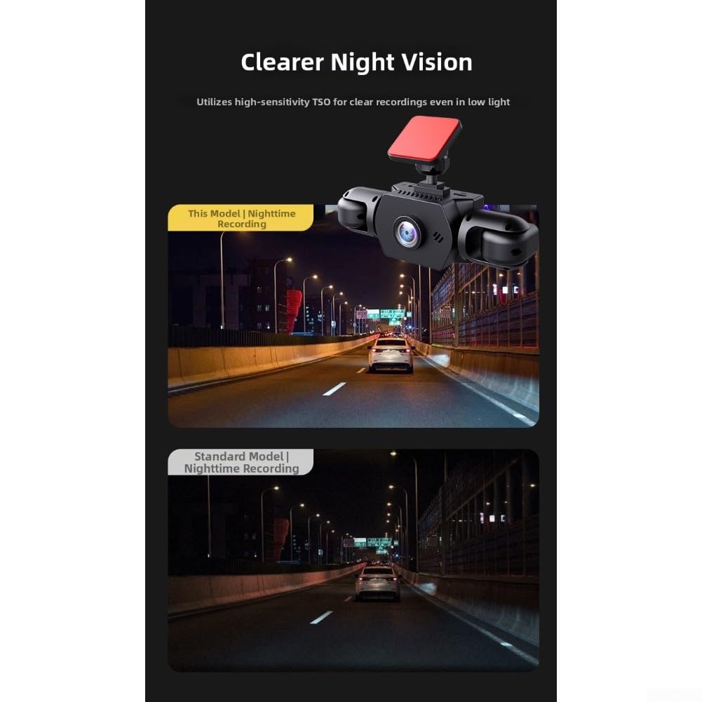 Zoegneer Cámara de salpicadero de 360 grados de 4 canales 4K delantera y 1080P lateral trasera con pantalla IPS de 3,16 pulgadas, detección de movimiento, grabación cíclica para coches, SUV, camiones
