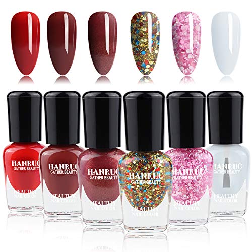FERCAISH New Non Toxic Nail Polish Set Easy Peel Off & Quick Dry Organic Eco Friendly Water Based Nail Polish (6 Bottles)