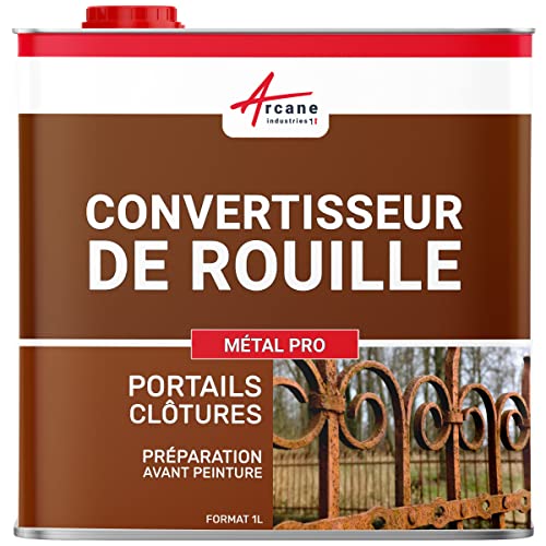 ANTI ROUILLE METALPRO : Convertisseur de Rouille et Traitement contre la Rouille – Efficace sur Portail, Volet, Carrosserie, Vélo etc… – 1 L – ARCANE INDUSTRIES