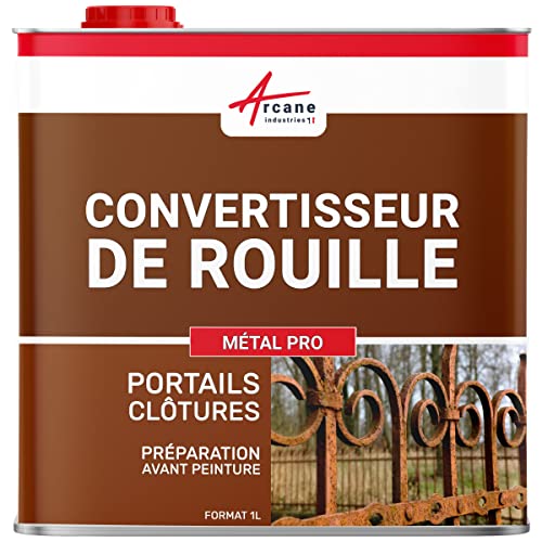 Anti rouille, Metalpro : convertisseur de rouille et traitement contre la rouille - efficace sur portail volet carrosserie vélo - 1 L - ARCANE INDUSTRIES