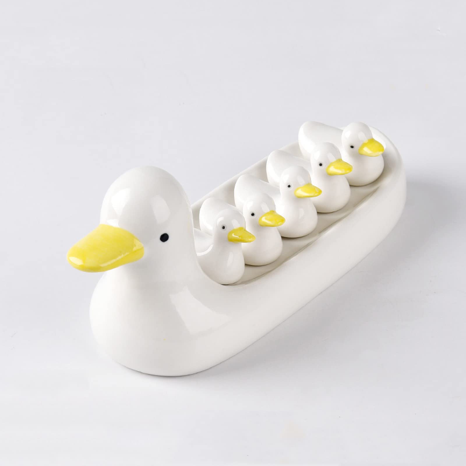 Leadigol Set 5 Poggia Bacchette In Ceramica A Forma Di Anatra | Giallo E Bianco, Porta Posate Decorativi Per Cucina - 6