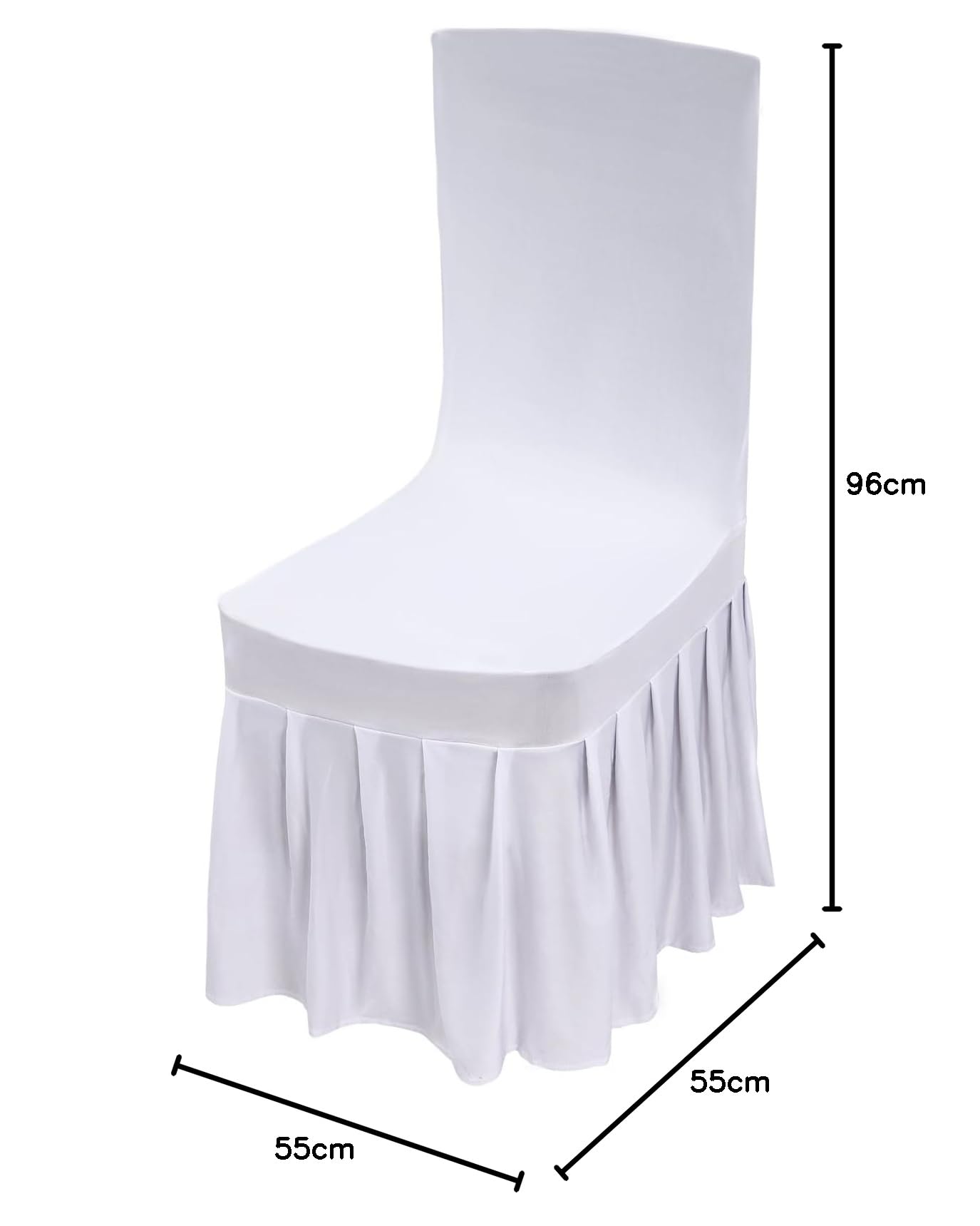 30 fundas protectoras para sillas con falda, para bodas, fiestas, hoteles, restaurantes (blanco)