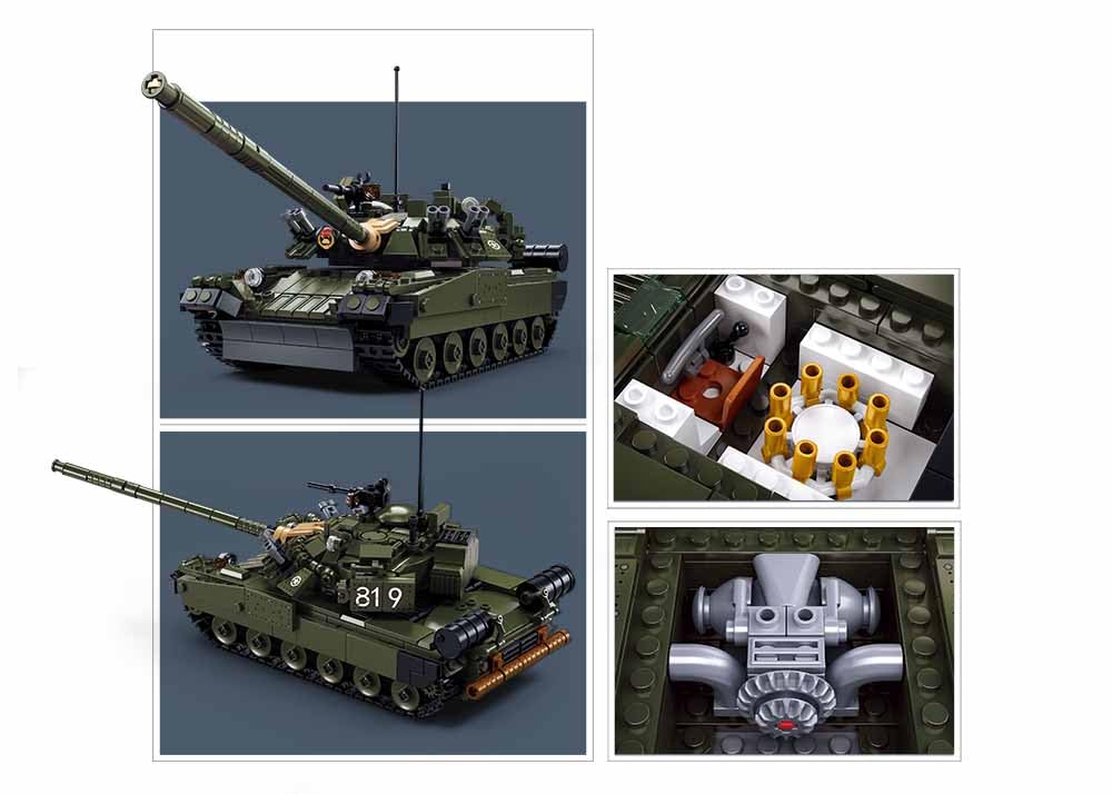 Sluban T-80BVMS M38-B1178 Kit de modélisme de Char Militaire, échelle 1:35, 798 pièces, Design 2 en 1