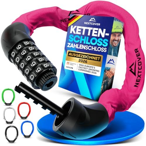 NEXTCOVER® Fahrradschloss LockOne mit Zahlencode I - [SAFESECURE] Zahlenschloss hohe Sicherheit Fahrradschloss Zahlenschloss I robustes & langlebiges Kettenschloss Fahrrad I Bike L