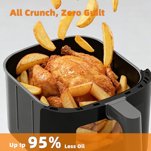 Image of CARORI 6QT Air Fryer with Viewing Window, 12 Cooking Presets, 1700W Fast & Even Cooking, Max 400℉ Crisping, Bake, Roast, Reheat & Dehydrate, Large Nonstick Basket, Dishwasher Safe, Gray