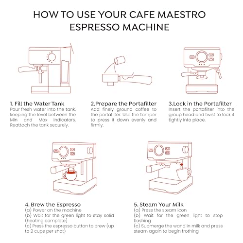 Image of Sipologie Cafe Maestro Espresso Machine, Coffee Maker for Home & Office | Frother Wand for Cappuccino, Latte & Espresso | Stainless Steel, Easy to Use & Clean