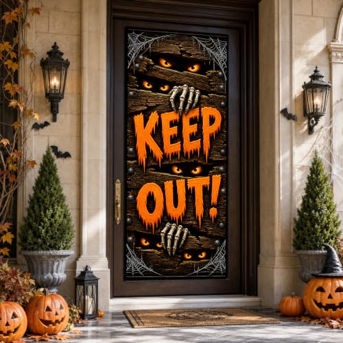 Image of Halloween Door Decorations - Halloween Keep Out Door Cover