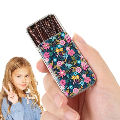 mini bobby pins 50 Count 1.38 inch Metal Hair Clips for Children Girls and Women Suitable for All Hair Types (Brown-01)
