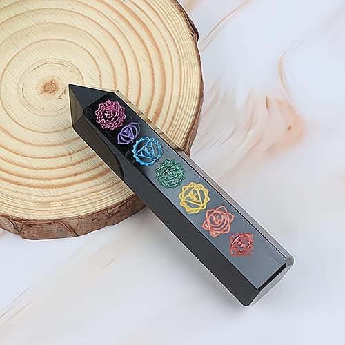 Miniatura 5 de Comimark 1 punto de chakra de obsidiana, piedra curativa, piedra de meditación, regalo de cristal, punto de torre de cristal