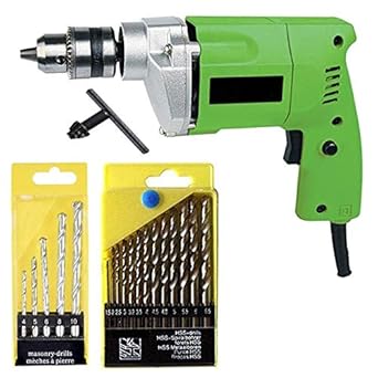Shree Jee Traders 10 mm Drill Machine with Bit Tool Kit (13HSS and 5 Masonry Bits)