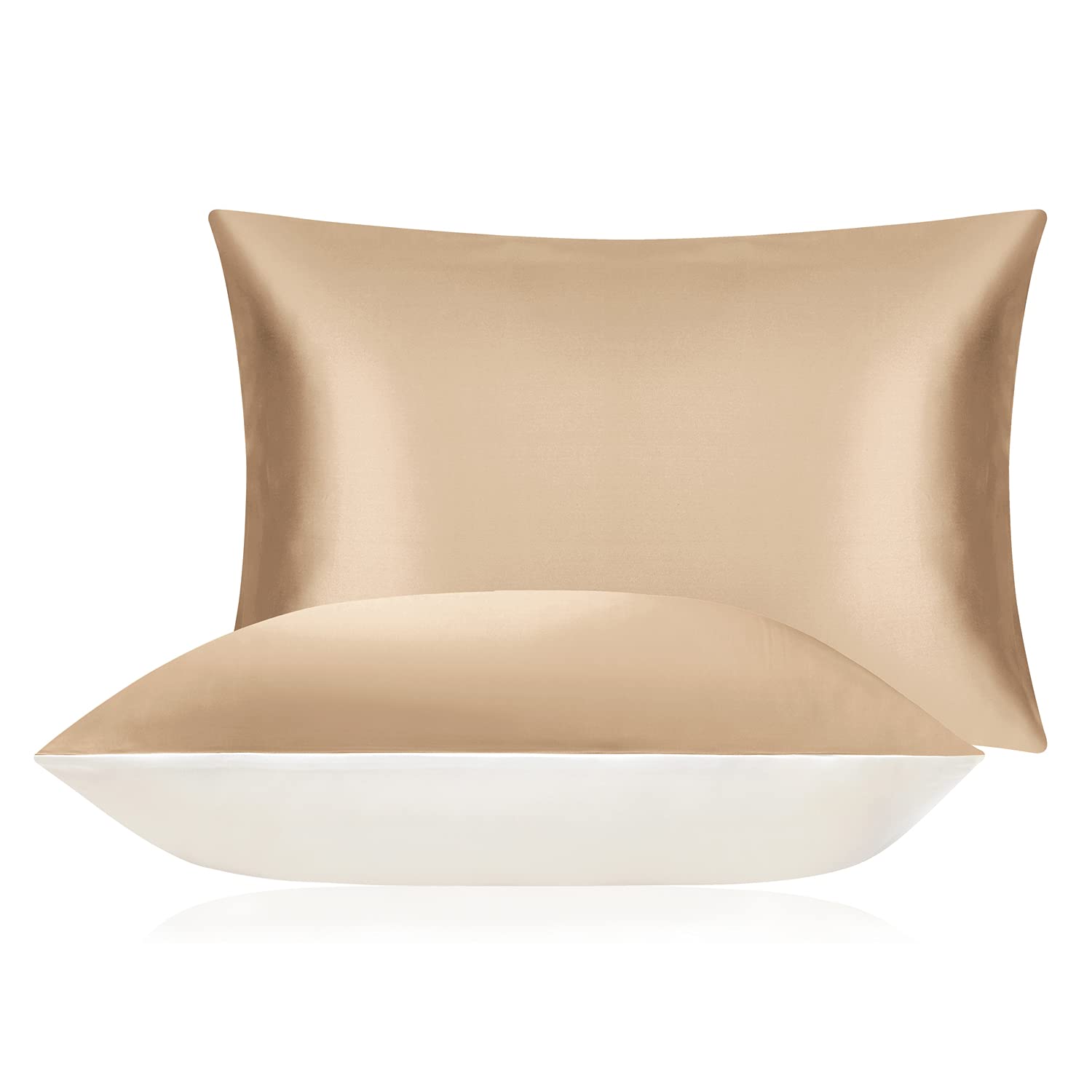 DISANGNI 100% Mulberry Silk Pillowcase for Hair and Skin, Envelope Style, Silk on One Side, Tencel on The Other (Gold, 1 pc 50x90cm)