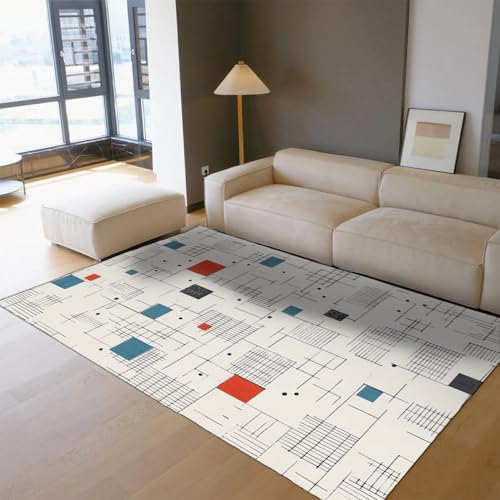 Tapis de sol salon géométrique au design de lignes abstraites chic - 2