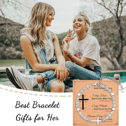 Image of Religious Cross Bracelet for Women Girls, Christian Gifts for Daughter Granddaughter Sister in Christ Friend Niece on Birthday Christmas Easter Valentines Day Graduation