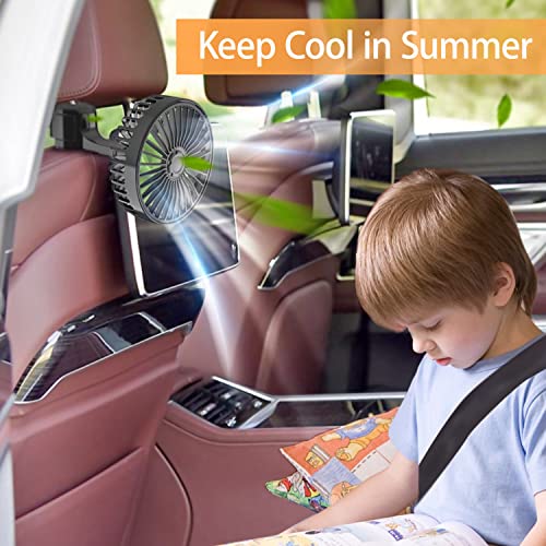 Kinowji Electric Car Cooling Fan, Usb Backseat Auto Rear Seat Fan 3 Speed Vehicle Clip Fan With 5 Piece Fan Blades For Car Vehicle Truck Van Suv Rv Boat Bus #TOP1