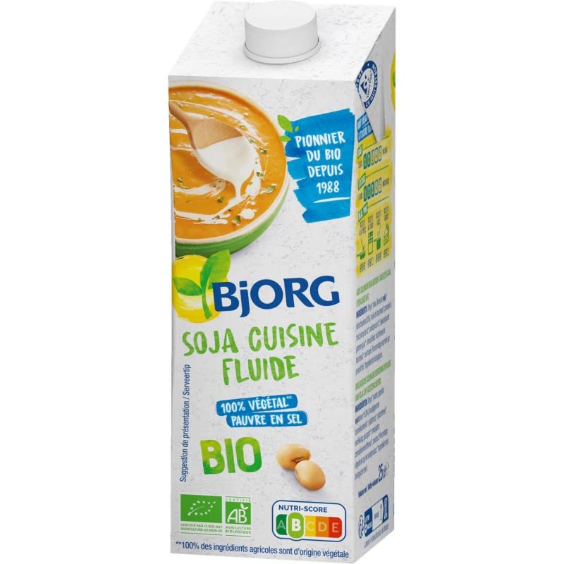 BJORG - Bjorg Soja Cuisine - Alternative Bio et Végétale à la Crème Fraîche - 25 cl - Pour une Alimentation Saine et Respectueuse de l'Environnement. - Lot De 6 - Vendu Par Lot