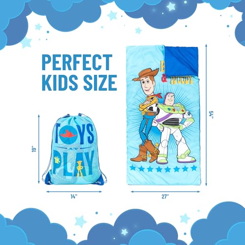 Image of Jay Franco Disney Toy Story Slumber Sack - Cozy & Warm Kids Lightweight Slumber Bag - Featuring Woody and Buzz Lightyear (Official Disney Pixar Product)