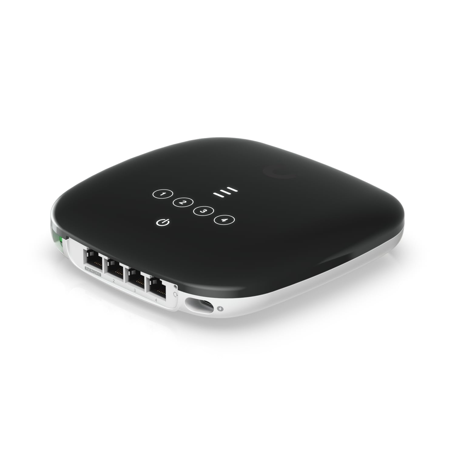 UbiQuiti U Fiber WiFi 6 4-Port GPON Router mit Wi-Fi 2x2 hocheffizientes 6 2,4-GHz-Band 2x2 MIMO einer Datenübertragung von 300 Mbit/s 5-GHz-Band MU-MIMO und OFDMA 1,2 Gbit/s Datenrate 2,4 max.