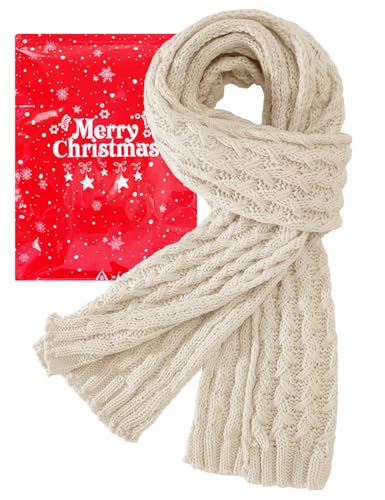 heekpek Schal Damen Winter Lang Strickschal Frauen Pashminas Gestrickter Scarf, Beige