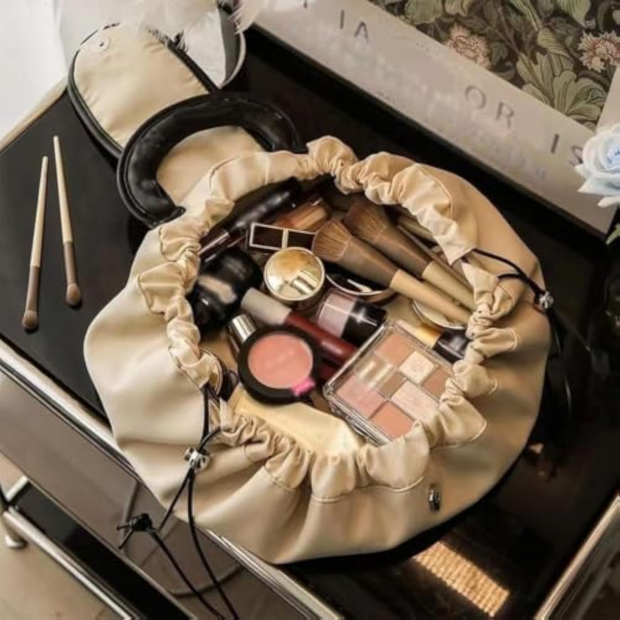 Lazy Drawstring Makeup Bag, Fashion Handbag