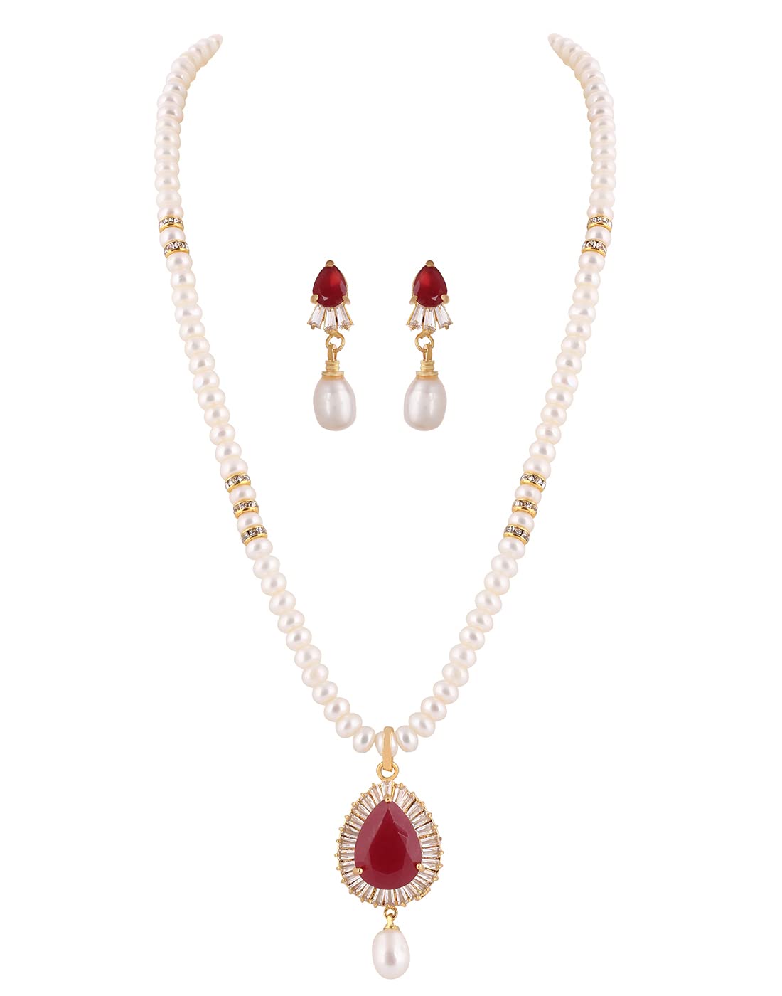 Hyderabad Jewels Natural Fresh Water String Pearls Set for Women Girls (Red) (B08L7YSYSC) Amazon Price History, Amazon Price Tracker