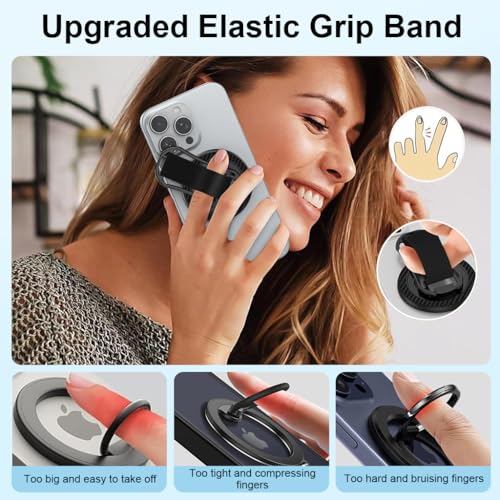 Image of ZORBES Magnetic Phone Grip Strap with 360 Degree Swivel Folding Kickstand, Universal Compatibility Metal Phone Stand Desk Support Detachable Holder for Smartphones