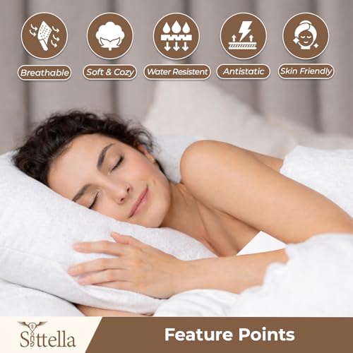 Image of SITTELLA Waterproof Pillow Protector 28x18 Inches 200 GSM with Zipper (Pack of 4) - Soft Cotton Pillow Cover, Dust Mite Proof & Anti-Allergic Pillow Protector Cover (Beige)