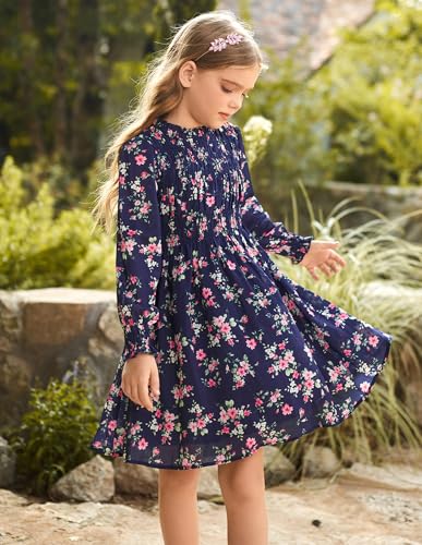 Image of GRACE KARIN Girls Long Sleeve Floral Dress Fall Winter Casual Dresses 6-14Y