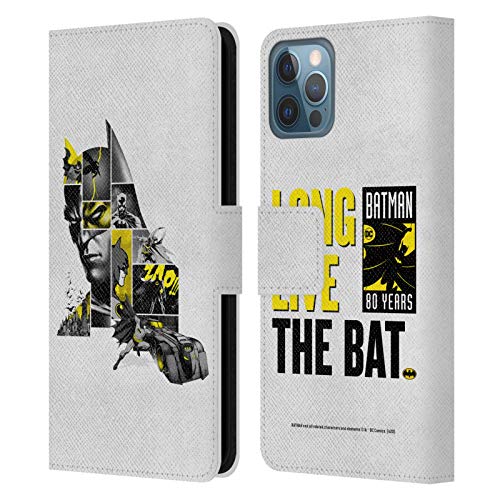 Funda Batman para iPhone 12 de cuero tipo libro con diseño collage 80 Aniversario