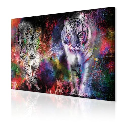 Tableau chat et tigre abstrait 120x80 cm | Impression sur toile decomonkey