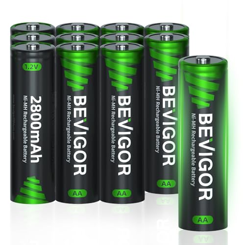 Image of BEVIGOR AA Rechargeable Batteries 1500 Cycle, 2800 mAh High Capacity 1.2V NiMH Low Self Discharge AA Battery, 12 Count