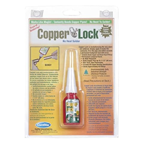ComStar Copper Lock, No Heat Solder for Copper & Brass Pipes, Create A Permanent Leak-Proof Bond Instantly, Made in USA, 10 ml (10-801) Cover