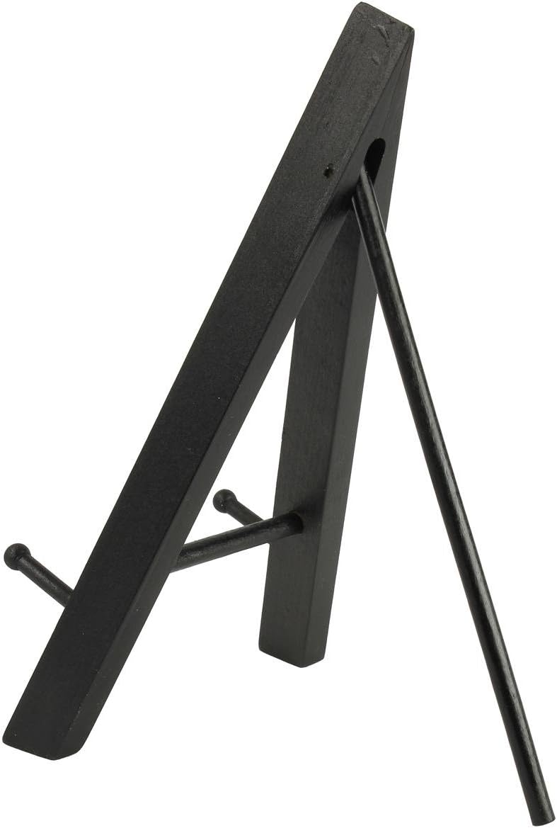 Tabletop Folding Easel, Pack of 5, Compact Design, Wood with Black Finish; Fully Assembled, 9.3" Tall with 1.25" Pegs That Hold Up to 1 Lb
