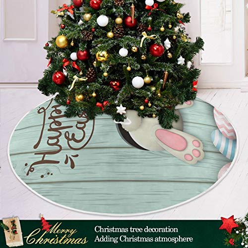 Qilmy Easter Bunny Tail Christmas Tree Skirt Double Layers Fine Tree Skirt For Christmas Handicraft For Holiday Party, New Year Festive Decoration 36 Inches #TOP5