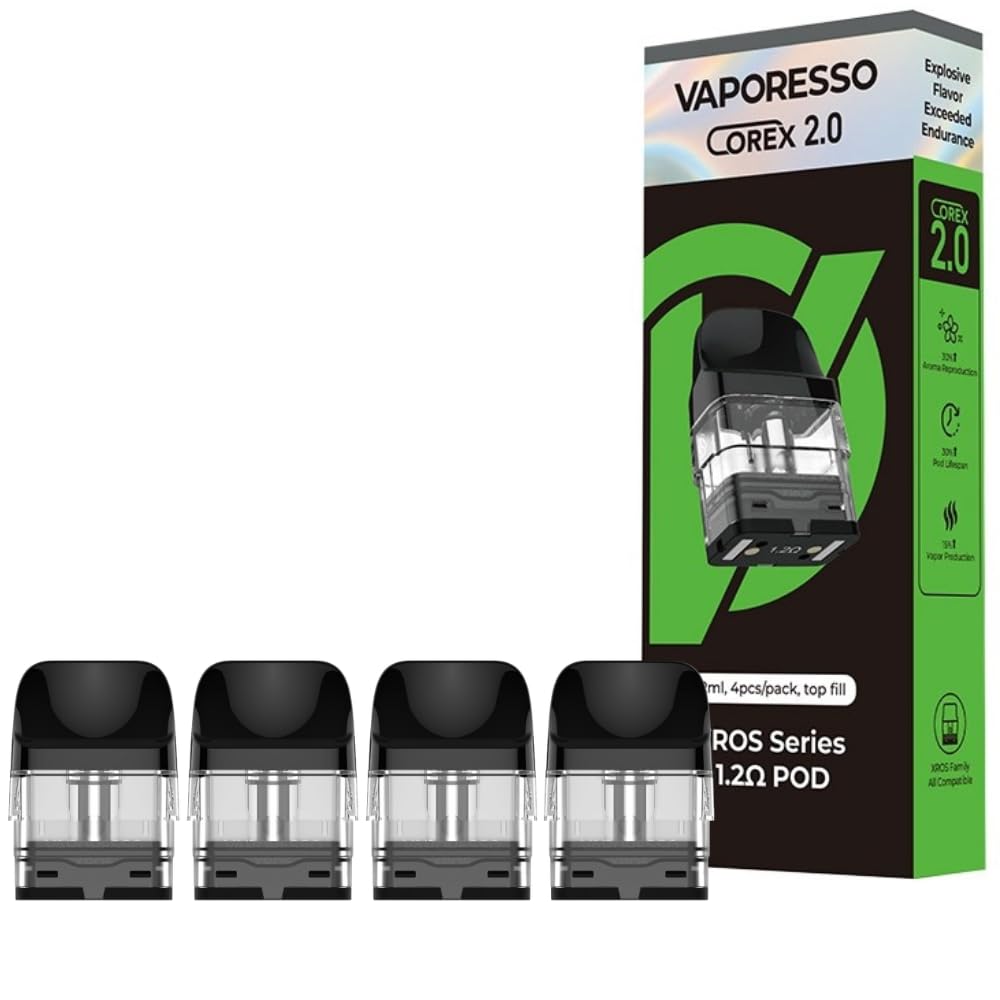 Vaporesso XROS Pods - 4 Pack - for XROS 3 Pod Kit/Xros Pod Kit/XROS 2 Kit/XROS Mini Kit/XROS Nano Kit - Nicotine Free (1.2ohm 10w)