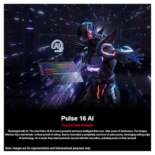 Image of MSI Pulse 16 AI Gaming Laptop, Intel Ultra 9-185H, 64 GB DDR5 RAM, 2 TB PCIe SSD, 16 inch QHD+ (2560x1600), Nvidia G-Force RTX 4070, W11 Pro