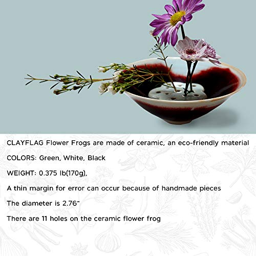 Clayflag - Flower Frog, Handmade Floral Arrangement Ceramic Holder, Eco-Friendly Frogs For Flower Arranging(2.76") (Green) #TOP2