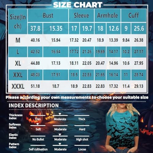 Halloween Shirts for Women 3/4 Sleeve Plus Size Crewneck Loose Fit Cute T Shirt Halloween Costumes for Women 2025