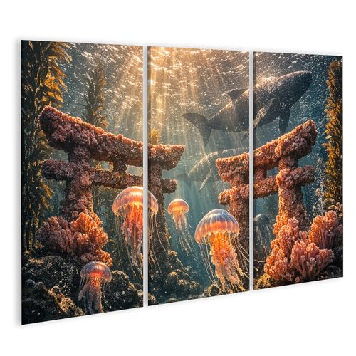Tableau sur toile monde sous-marin islandburner déco murale triptyque