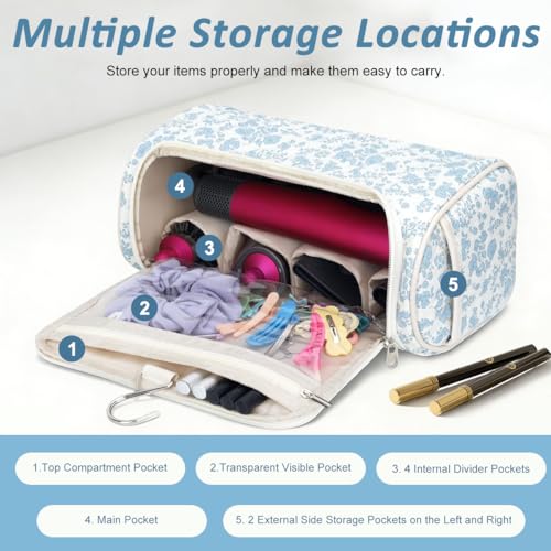 Image of MAYCREATE Travel Pouch Compatible with Dyson Airwrap Complete Styler and Attachments, Cotton Portable Hair Dryer Bag Organizer with Hanging Hook for Hair Curler Accessories