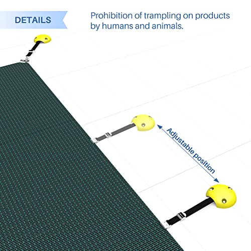 E&K 14'X20' Pool Winter Covers For Inground Pools Rectangle Safety Cover Mesh For Backyard Yard Swimming Pool Cover Wire Cable All Edges Anchors All Hardware Included Dark Green #TOP4