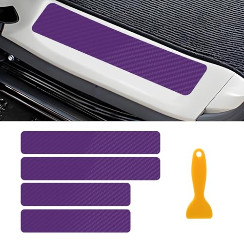 Ongfuwu 4PCS Car Door Sill Protector, 3D Carbon Fiber Auto Door Entry Edge Guard Sill Protection Trim, Anti-Scratch Vehicle Threshold Cover Strips, Sill Protection Sticker Decor (Purple)