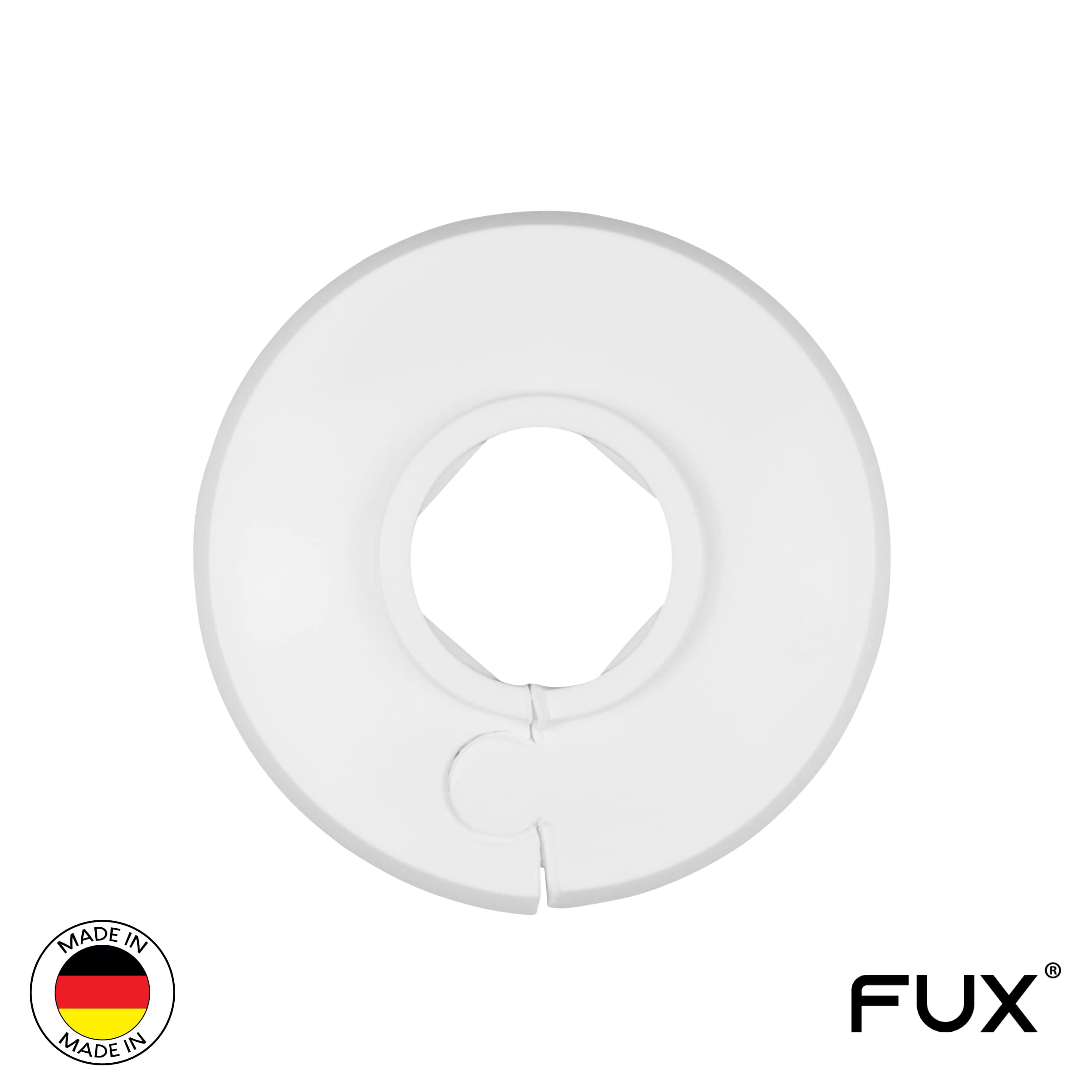 FUX 2 Stück Einzel Heizungsrohr Rosette, 8mm - 60,3mm, Heizung, Rohrabdeckung, Abdeckrosetten, Verkleidung, Heizkörper Rosetten, Polypropylen in Sonderfarben (25mm, RAL 9016)