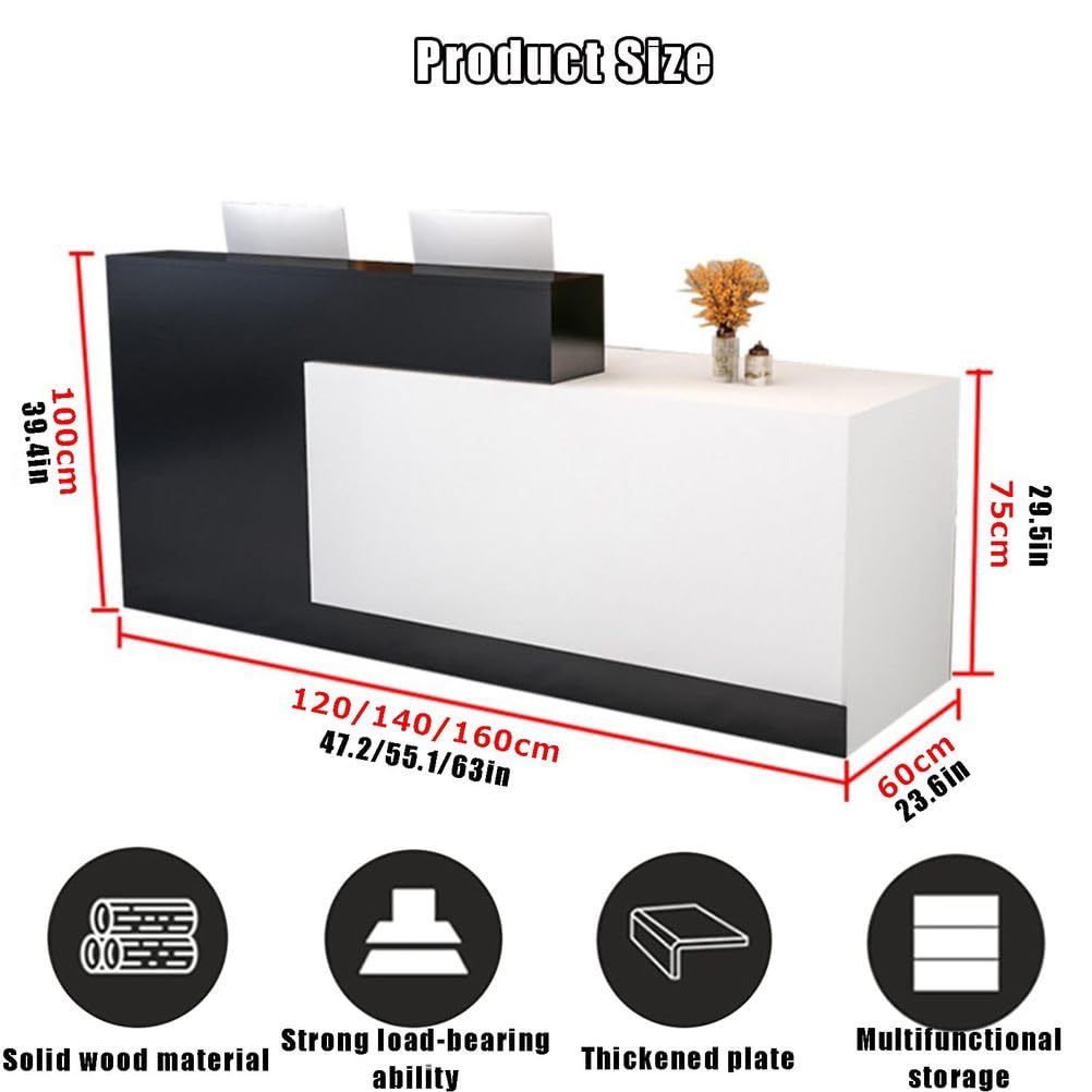 Scrivania per reception con cassetti chiudibili, moderna scrivania in legno, tavolo anteriore per computer, costruzione resistente, ideale per uffici e aziende, 7180 x 60 x 100 cm