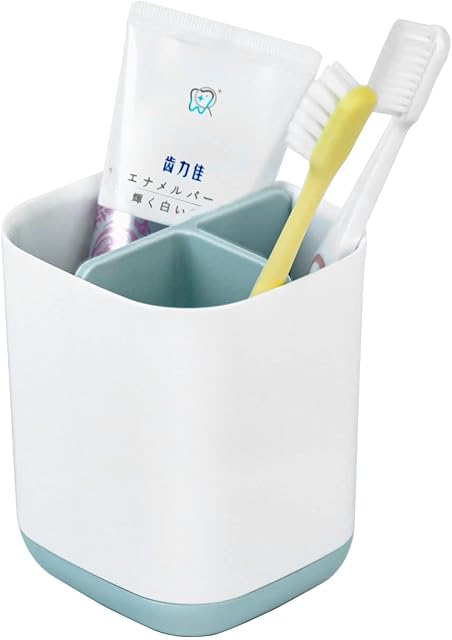 3 Slots Electric Toothbrush and Toothpaste Holder Bathroom Toothbrush Caddy,Toothbrush Holder with Anti-Slip Bottom-Made of PP and Abs Plastic, Detachable for Easy Cleaning S-Blue