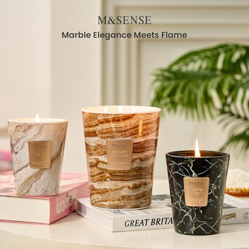 Image of M&SENSE Extra Large Candle 35oz 150H Espresso Hot Fudge Scented Candle, 3 Wick Highly Scented Jar Candle, XL Candles Gift for Stress Relief, Meditation, Yoga