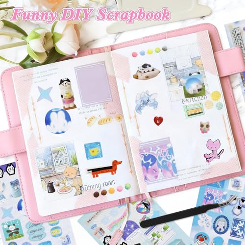Image of 800Pcs Cute Scrapbook Stickers Travel Y2k Japanese Sticker Book for Adult Kawaii Korean Stickers for Journaling Heisei Retro Aesthetic Sticker Manga Style Decor for DIY Junk Journal Gifts Pink Blue