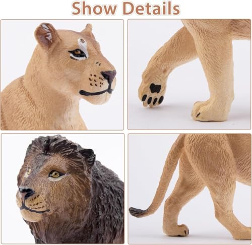 Image of Wildlife Lion Animals Toy for Kids | 6 PCS Realistic Safari Sher Animal Toys Lion Family Action Figurine Model Playset for Boys & Girls Birthday Gifts for Children Education | Decoration Items
